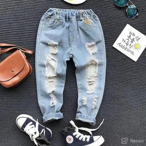 img 3 attached to TJTJXRXR Little Baby Boys Girl Ripped Western Jeans: Cool Kids Girls Denim Pants in Friend-Style Design