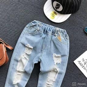 img 1 attached to TJTJXRXR Little Baby Boys Girl Ripped Western Jeans: Cool Kids Girls Denim Pants in Friend-Style Design