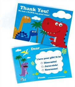 img 4 attached to TINYMILLS Dinosaur Birthday Fill In The Blanks Thank You Cards With Envelopes Set (Pack Of 25) Premium Double Sided Cardstock Notes Birthday Thank You Cards