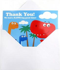 img 1 attached to TINYMILLS Dinosaur Birthday Fill In The Blanks Thank You Cards With Envelopes Set (Pack Of 25) Premium Double Sided Cardstock Notes Birthday Thank You Cards