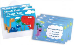 img 3 attached to TINYMILLS Dinosaur Birthday Fill In The Blanks Thank You Cards With Envelopes Set (Pack Of 25) Premium Double Sided Cardstock Notes Birthday Thank You Cards