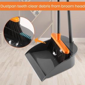 img 1 attached to 🧹 Home Cleaning Set: Long Handle Broom with Upright Standing Dustpan – Perfect for Office, Kitchen, Lobby, and Floor Cleaning