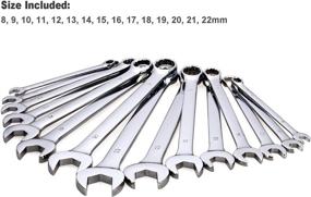 img 3 attached to 🔧 Max Torque 15-Piece Premium Combination Wrench Set, Long Pattern Design, Chrome Vanadium Steel, Includes Metric Sizes 8mm to 22mm with Convenient Storage Rack