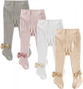 img 4 attached to Multiple Pack Of Cotton Toddler Tights With Bows For Newborn Girls, Sizes 0-24 Months - Slaixiu Baby Girls Leggings