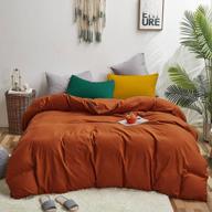 clothknow queen size rust caramel duvet cover set with soft cotton material and 2 extra pillowcases - burnt orange bedding set with modern design for women and men's comfortable sleep logo