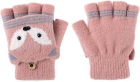 img 2 attached to 🧦 Adorable Convertible Knitted Fingerless Gloves - Perfect Cold Weather Accessories for Toddler Girls