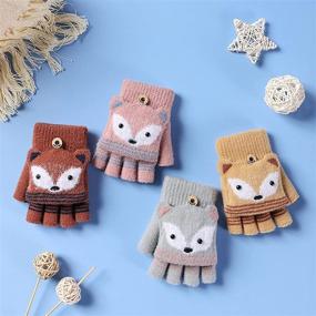 img 3 attached to 🧦 Adorable Convertible Knitted Fingerless Gloves - Perfect Cold Weather Accessories for Toddler Girls