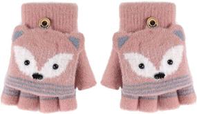 img 4 attached to 🧦 Adorable Convertible Knitted Fingerless Gloves - Perfect Cold Weather Accessories for Toddler Girls