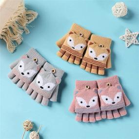 img 1 attached to 🧦 Adorable Convertible Knitted Fingerless Gloves - Perfect Cold Weather Accessories for Toddler Girls