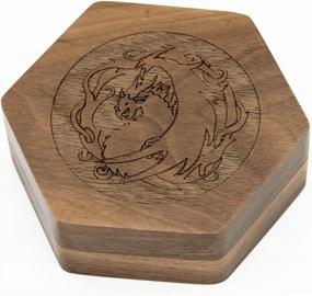 img 2 attached to Dragon-Patterned Hexagonal Walnut Dice Box With Magnetic Lid For Convenient Storage Of 7-Die Polygonal D&D Dice - UDIXI Wooden DND Dice Set Box