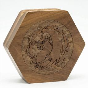 img 3 attached to Dragon-Patterned Hexagonal Walnut Dice Box With Magnetic Lid For Convenient Storage Of 7-Die Polygonal D&D Dice - UDIXI Wooden DND Dice Set Box