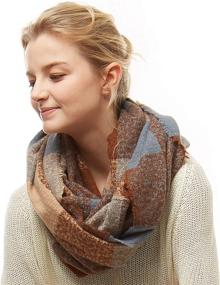 img 3 attached to MIRMARU Plaid Brown Infinity Scarf - Women's Accessories for Scarves & Wraps