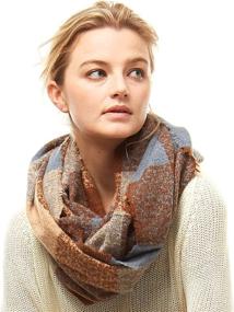 img 4 attached to MIRMARU Plaid Brown Infinity Scarf - Women's Accessories for Scarves & Wraps