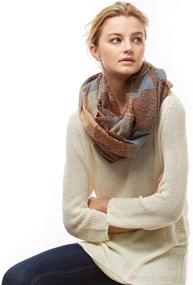 img 2 attached to MIRMARU Plaid Brown Infinity Scarf - Women's Accessories for Scarves & Wraps