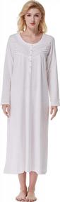 img 4 attached to Women'S 100% Cotton Knit Nightgowns By Keyocean - Soft, Comfy & Long-Sleeve Sleepwear Gown For Mom!