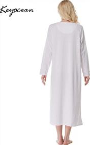 img 3 attached to Women'S 100% Cotton Knit Nightgowns By Keyocean - Soft, Comfy & Long-Sleeve Sleepwear Gown For Mom!