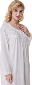 img 2 attached to Women'S 100% Cotton Knit Nightgowns By Keyocean - Soft, Comfy & Long-Sleeve Sleepwear Gown For Mom!
