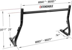 img 3 attached to 🚚 Enhanced 800Ibs Capacity Extendable Steel Pick-Up Truck Ladder Rack - Black (USPTO Patent Pending)