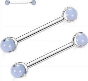 img 4 attached to Titanium Shield Barbell Tongue Piercing Set – Internally Threaded 14G 16G G23 Solid Silver Pair From GAGABODY