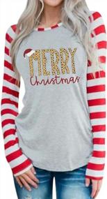 img 4 attached to Spread Cheer In Style With Our Women'S Merry Christmas Santa Hat Blouse Tee!
