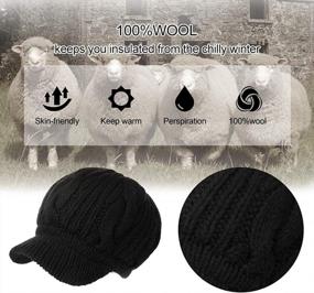 img 3 attached to Warm Up In Style: Jeff & Aimy Women'S Knit Visor Beanie Newsboy Cap - 100% Wool, Perfect For Cold Weather!