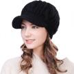 warm up in style: jeff & aimy women's knit visor beanie newsboy cap - 100% wool, perfect for cold weather! logo