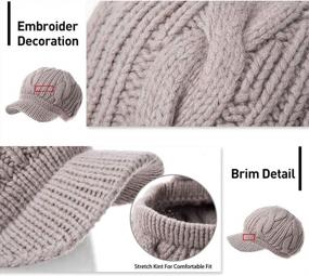 img 1 attached to Warm Up In Style: Jeff & Aimy Women'S Knit Visor Beanie Newsboy Cap - 100% Wool, Perfect For Cold Weather!