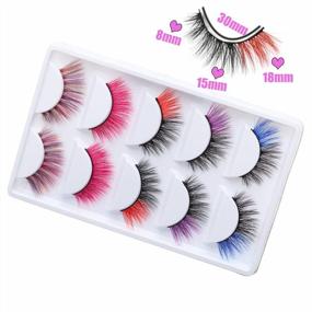 img 1 attached to Set Of 5 Colored Faux Mink Eyelashes For Halloween, Cosplay, Parties, And Festivals - Blue, Pink, And More Vibrant Colors For Eye-Catching Looks