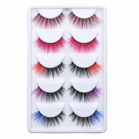 img 2 attached to Set Of 5 Colored Faux Mink Eyelashes For Halloween, Cosplay, Parties, And Festivals - Blue, Pink, And More Vibrant Colors For Eye-Catching Looks