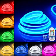 50ft led neon rope lights outdoor - ip67 waterproof, etl certified, 100ft max linkable for bedroom & commercial building decorations logo