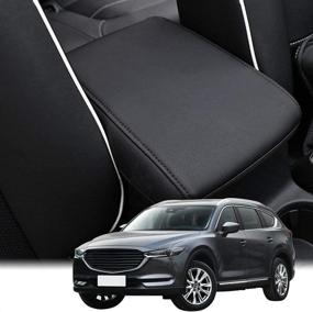 img 4 attached to 🐶 Enhance Your Mazda CX5 with INTGET Car Center Console Armrest Cover: Dog Seat Protector & Arm Box Lid Shield in Black