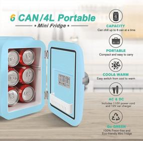 img 3 attached to CROWNFUL 4L Mini Fridge For Skin Care, Cosmetics, Food - Portable Cooler And Warmer For Bedroom, Office, Car, And Dorm (Blue)