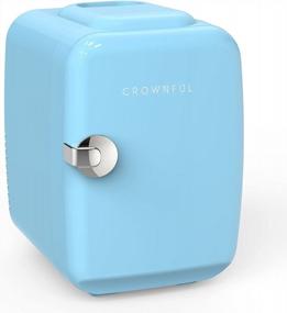 img 4 attached to CROWNFUL 4L Mini Fridge For Skin Care, Cosmetics, Food - Portable Cooler And Warmer For Bedroom, Office, Car, And Dorm (Blue)