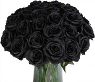 10 pcs black artificial flowers silk roses real touch bouquet for halloween home garden party floral decor логотип