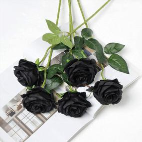 img 2 attached to 10 Pcs Black Artificial Flowers Silk Roses Real Touch Bouquet For Halloween Home Garden Party Floral Decor