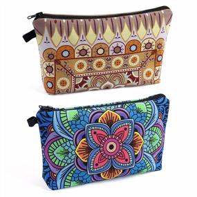 img 4 attached to Portable And Stylish 2 Pack Cosmetic Bags Set - Perfect For On-The-Go Women