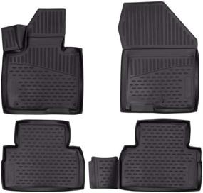 img 4 attached to 🚗 Custom 3D Front & 2nd Row Seat Liner Set for 5 Passenger Hyundai Santa Fe (2019-2022) - Black Floor Mats