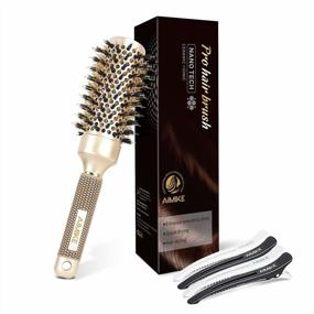 img 4 attached to 🔆 AIMIKE Medium Round Brush for Blow Drying, Nano Thermal Ceramic Ionic Round Brush with Boar Bristles for Enhanced Shine, Hair Roller Brush for Easy Styling, Curling, and Voluminous Blowout, Barrel Size 1.7 inch