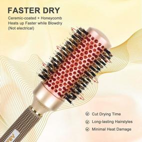 img 1 attached to 🔆 AIMIKE Medium Round Brush for Blow Drying, Nano Thermal Ceramic Ionic Round Brush with Boar Bristles for Enhanced Shine, Hair Roller Brush for Easy Styling, Curling, and Voluminous Blowout, Barrel Size 1.7 inch