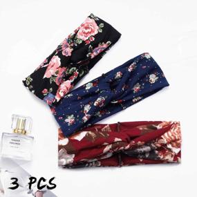img 2 attached to Boho Floral Headbands - Chic Criss Cross Headpieces With Elastic Fabric For Women'S Hair - Set Of 3 Fashionable Hair Accessories In Vintage Style (Gorgeous)