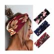 boho floral headbands - chic criss cross headpieces with elastic fabric for women's hair - set of 3 fashionable hair accessories in vintage style (gorgeous) logo