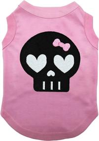 img 2 attached to Стильная розовая рубашка среднего размера для щенков с изображением лица черного черепа - Petitebella