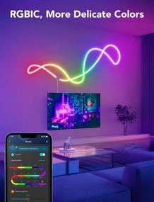 img 2 attached to Govee Neon Rope Lights RGBIC, 16,4-футовые светодиодные ленты, синхронизация музыки, настраиваемый дизайн «сделай сам», работа с Alexa Google Assistant, персонализированные неоновые огни для декора стен игровой комнаты (не поддерживает 5G WiFi)
