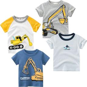 img 4 attached to Kivors Excavator Boys' Short Sleeve Crewneck T Shirts: Trendy Tops, Tees & Shirts for Kids