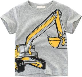 img 2 attached to Kivors Excavator Boys' Short Sleeve Crewneck T Shirts: Trendy Tops, Tees & Shirts for Kids