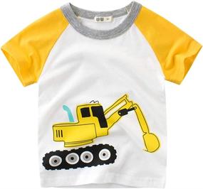 img 1 attached to Kivors Excavator Boys' Short Sleeve Crewneck T Shirts: Trendy Tops, Tees & Shirts for Kids