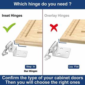 img 3 attached to HOSOM Satin Nickel Inset Cabinet Hinges, 50 Pcs (25 Pairs), 3/8 Inch Self Closing Hinge For Face Frame Kitchen Cabinet, Durable Screws & Bumper Pads, Easy To Install