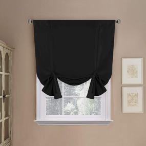img 4 attached to H.VERSAILTEX Jet Black Adjustable Tie Up Shade/Blackout Curtain With Rod Pocket Top For Bathroom Windows - 42"W X 63"L Set Of 1