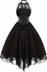 img 4 attached to Women'S Gothic Halter Lace Sleeveless Steampunk Corset Dress For Cocktail, Swing & Halloween Costume