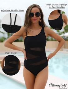 img 2 attached to 👙 Blooming Jelly Women's One Shoulder Swimsuits - Sexy & Slimming Mesh Swimwear in a Stylish One Piece Bathing Suit Design